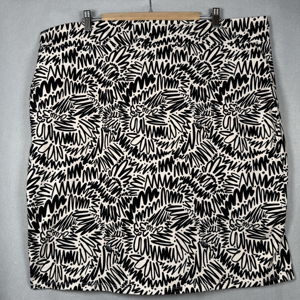 NOOWORKS Zig Zag Wiggle Skirt Black White Stretch Cotton Sz 4X